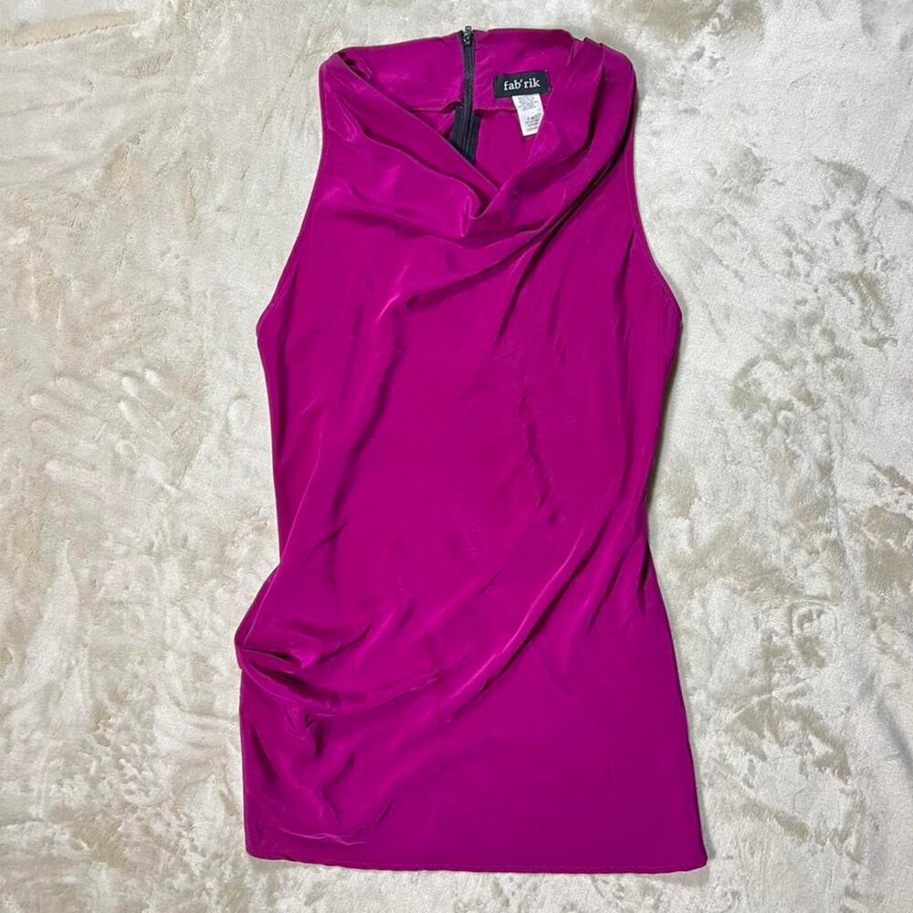 fab’rik Women’s Magenta Draped Cowl Neck Mini Dress Size Large